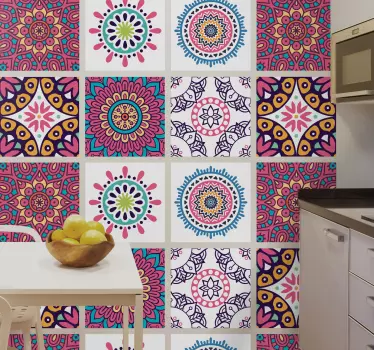 Multicolored mandala tiles tile sticker - TenStickers