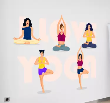 Kreslený jóga představuje samolepku na zeď - TenStickers