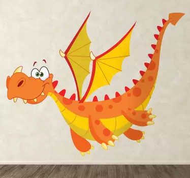 Sticker enfant dragon aux ailes oranges - TenStickers