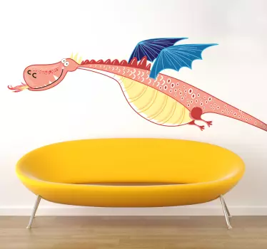 Sticker enfant dragon aux ailes bleues - TenStickers