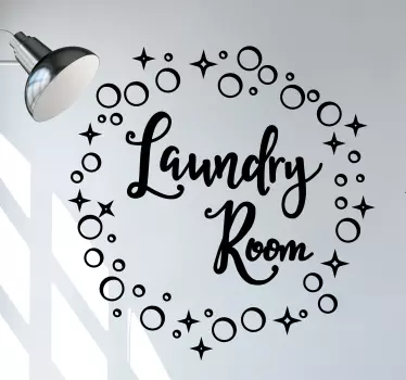 Laundry room bubble basket home text decal - TenStickers