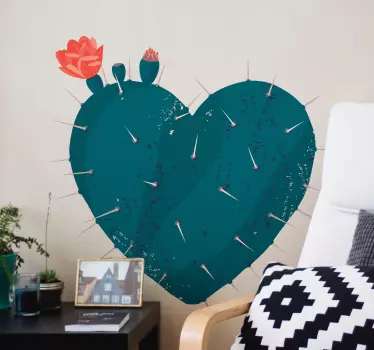 Naklejka na ścianę do sypialni Serce kaktusa - TenStickers