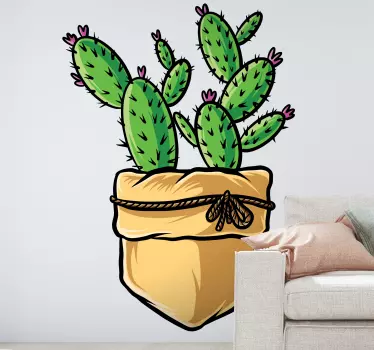 Cactuses in a fabric flowerpot flower sticker - TenStickers