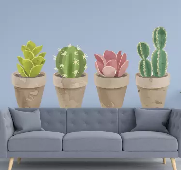 Set of cactuses in flowerpots wall sticker - TenStickers