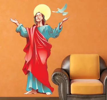 耶稣基督与鸽子贴图 - TenStickers