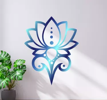 Samolepka na zeď s modrým lotosovým květem - TenStickers