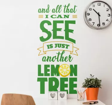 Lemon tree lyrics song lyric wall sticker - TenStickers