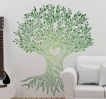 Hayat ağacı kalp merkezi ağaç duvar sticker - TenStickers