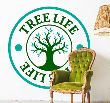 Drevo življenja zeleni logotip drevo nalepka za steno - TenStickers