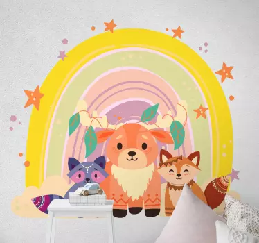 Indian foxes and rainbows animal wall decal - TenStickers