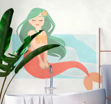 A mermaid in her thoughts shower screen sticker - TenStickers