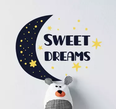 Sweet dreams with moon and stars text sticker - TenStickers