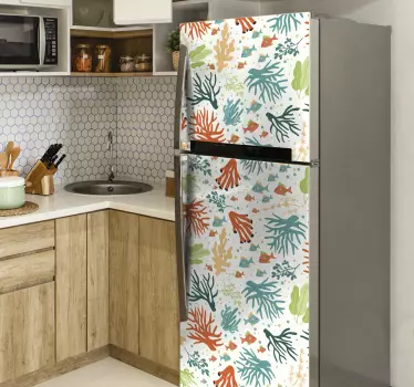 Autocolant colorat pentru frigider cu corali - TenStickers
