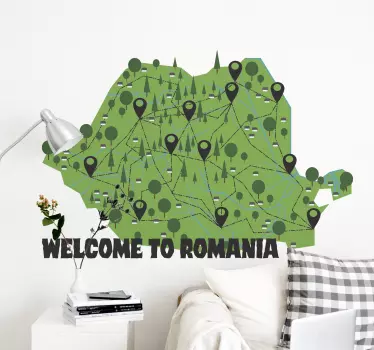 Bine ați venit pe autocolantul de perete al hărții lumii din româ - TenStickers