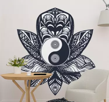 Yin yang flower of life floral wall sticker - TenStickers