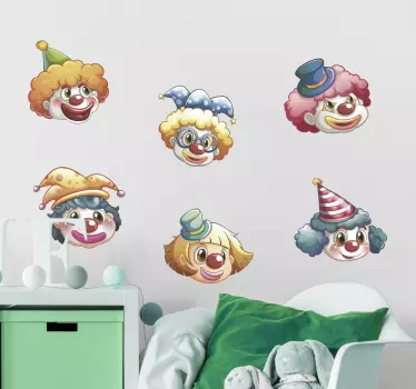 Muurstickers kinderkamer Verschillende gezichten clown - TenStickers