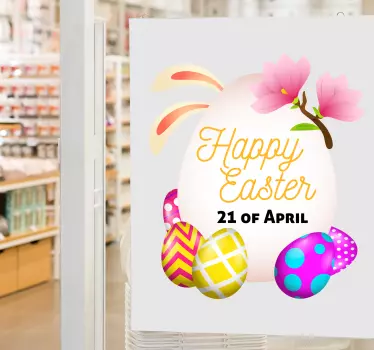 Happy Easter Smart bunnies window sticker - TenStickers
