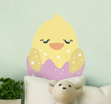 Easter chickens coming out of egg wall decal - TenStickers