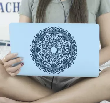 template with blue mandala laptop skins decal - TenStickers