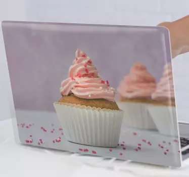 Pink cupcake photo laptop skins - TenStickers