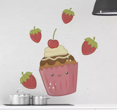 Sticker Alimentation Cupcakes et fraises - TenStickers