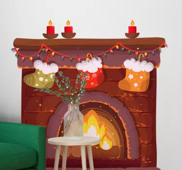 Christmas fireplace 3D wall Sticker - TenStickers