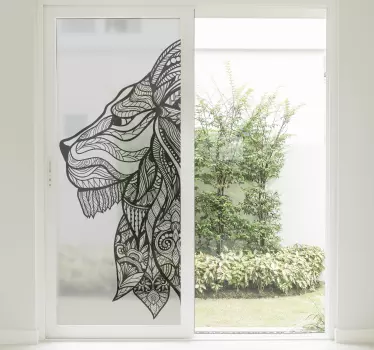 Okrasna nalepka za okno mandala levja glava - TenStickers