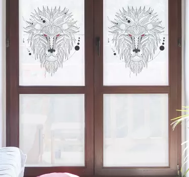 geometrical lion design window sticker - TenStickers