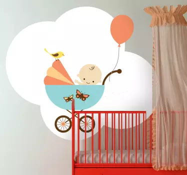 Autocolante decorativo infantil bebé em carrinho - TenStickers