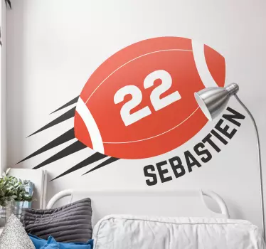 Rugby ball with text rugby wall sticker - TenStickers