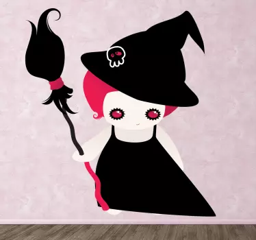 Gothic Pink Witch Sticker - TenStickers