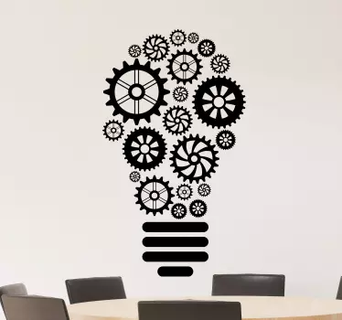 Gear with light bulb office decal - TenStickers