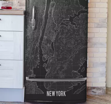 Topografik new york buzdolabı çıkartması - TenStickers