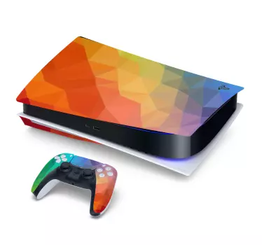Polygonal rainbow PS5 decal - TenStickers