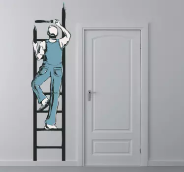 Painter & Ladder Wall Sticker - TenStickers