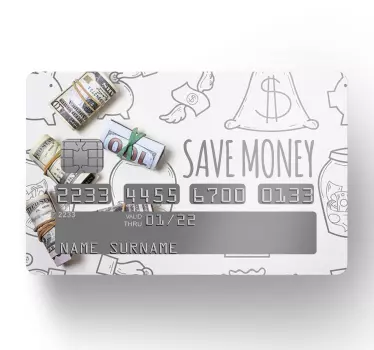 Creditcard stickers Doodle bespaar geld - TenStickers