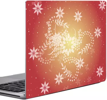Sticker laptop Chinese textuur bloemen - TenStickers