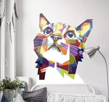 Autocolantes decorativos de arte Respingo de cor gato colorido - TenStickers