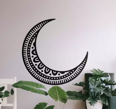 Crescent moon mandala style wall decal - TenStickers