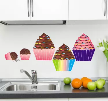 Sticker décoratif cupcakes chocolat - TenStickers