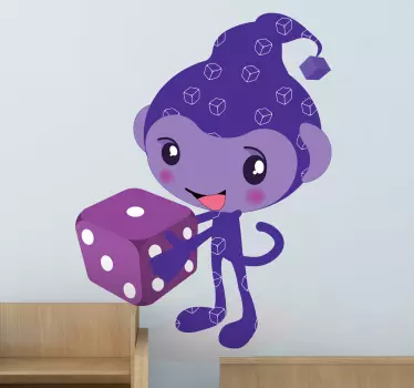 Purple Elf with Dice Kids Stickers - TenStickers