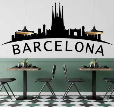Barcelona monocolor skyline skyline sticker - TenStickers