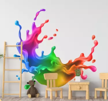 Splash rainbow paint wall art sticker - TenStickers