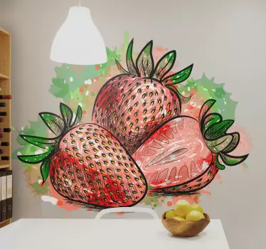 Strawberry splash fruit sticker - TenStickers