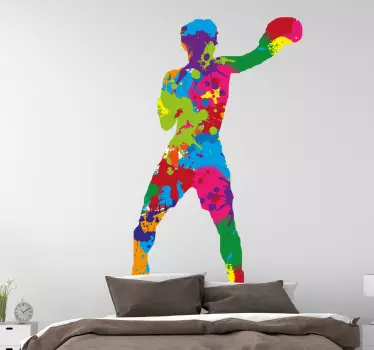 Vinilo deportes boxeador pintura multicolor - TenVinilo