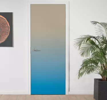 Beige and blue gradient colour door sticker - TenStickers