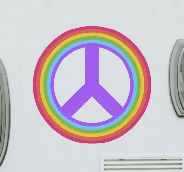Sticker Voiture Signe de paix arc-en-ciel - TenStickers