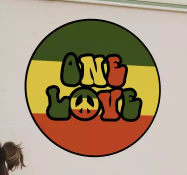 One Love Peace Sign Car Sticker - TenStickers