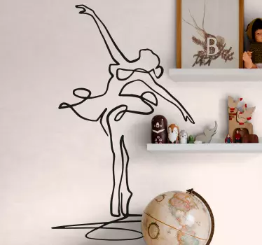 Naljepnica minimalistički ples balerine za zid - TenStickers