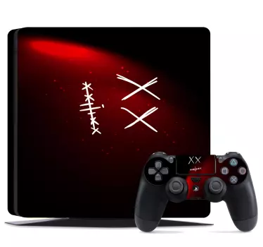 black and red gaming theme PS4 stickers - TenStickers